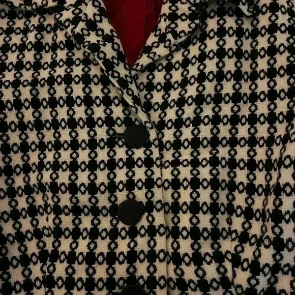 Bloomingdale’s Geometric Print Y2K Black\White Wool Blend Tweed Blazer Size 4 - Picture 12 of 12